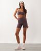 4505 4505 active side stripe high waist 5" legging shorts in taupe brown - 3