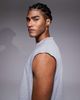 4505 4505 cotton cropped lifting tank top with quick dry finish in heather gray - 4