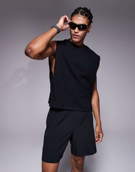 4505 4505 cotton cropped lifting tank with quick dry finish in black