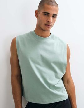 4505 4505 cotton cropped lifting tank with quick dry finish in sage wash-Green