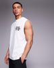 4505 4505 cotton oversized pump training tank top with chest graphic and quick dry finish in white - 1