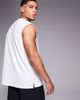 4505 4505 cotton oversized pump training tank top with chest graphic and quick dry finish in white - 4