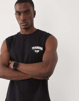 4505 4505 cotton oversized pump training tank with chest graphic and quick dry finish in washed black