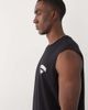 4505 4505 cotton oversized pump training tank with chest graphic and quick dry finish in washed black - 4