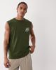 4505 4505 cotton oversized pump training tank with chest print and quick dry finish in washed khaki-Green - 1