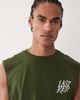 4505 4505 cotton oversized pump training tank with chest print and quick dry finish in washed khaki-Green - 4