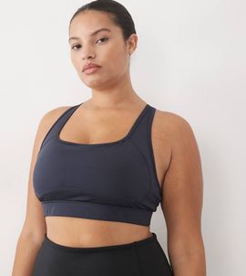 4505 4505 Curve active medium support cross back sports bra with removable padding in navy