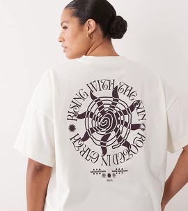 4505 4505 Curve heavyweight cotton oversized t-shirt with sun back print in vintage white