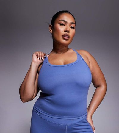 4505 4505 Curve Icon soft touch yoga cami with inner bra and adjustable straps in china blue