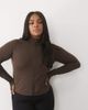 4505 4505 Curve Icon soft touch zip up studio long sleeve top in chocolate-Brown - 1