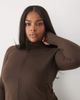 4505 4505 Curve Icon soft touch zip up studio long sleeve top in chocolate-Brown - 4