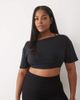 4505 4505 Curve quick dry cotton slub texture off the shoulder crop t-shirt in black - 1