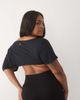 4505 4505 Curve quick dry cotton slub texture off the shoulder crop t-shirt in black - 3