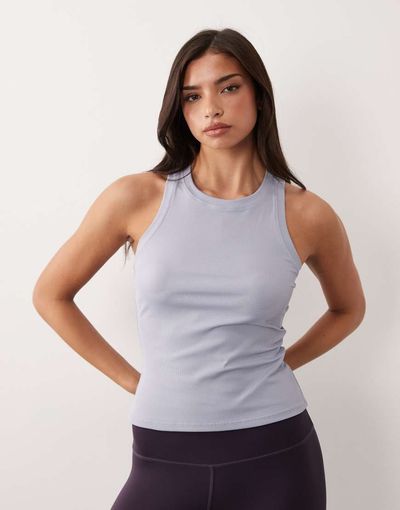 4505 4505 engineered rib knit gym tank top in dolphin blue