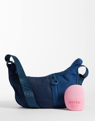 4505 4505 gym crossbody sling bag with utility mesh pocket in deep blue-Navy