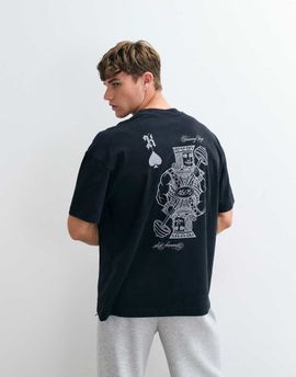 4505 4505 heavyweight cotton oversized T-shirt with back print in washed black