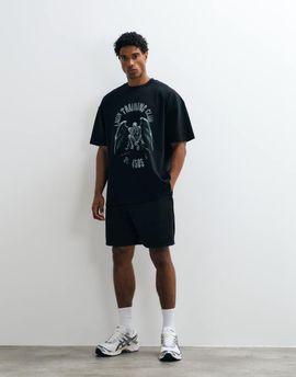 4505 4505 heavyweight cotton oversized T-shirt with chest print in washed black