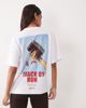 4505 4505 heavyweight cotton oversized t-shirt with retro back print in white - 1