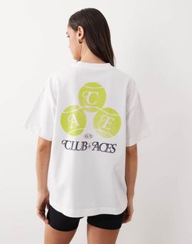 4505 4505 heavyweight cotton oversized T-shirt with tennis back print and quick dry finish in white