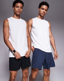 4505 4505 Icon 3 inch quick dry running shorts with back phone pocket 2 pack in black and navy-Multi