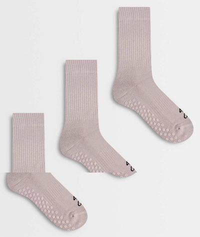 4505 4505 Icon 3 pack non slip grip Pilates crew socks in blush pink