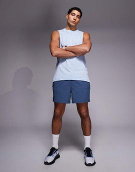 4505 4505 Icon 5 inch quick dry training shorts with zip pockets in chalk blue