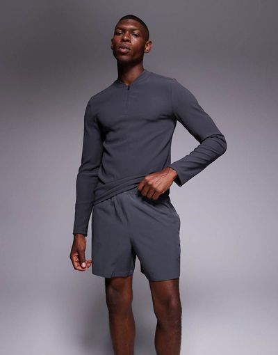 4505 4505 Icon 5 inch quick dry training shorts with zip pockets in charcoal-Gray