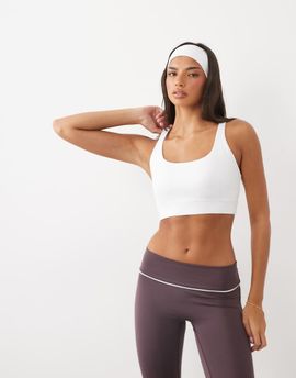 4505 4505 Icon active high support scoop neck sports bra with adjustable straps in white