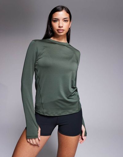 4505 4505 Icon active quick dry long sleeve running top in dark green