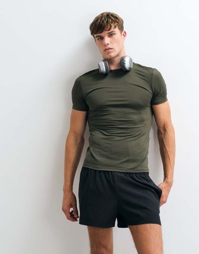 4505 4505 Icon active quick dry muscle fit base layer training t-shirt in khaki green