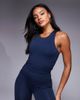 4505 4505 Icon active racer back tank top with inner bra and removable padding in navy ink-Gray - 1