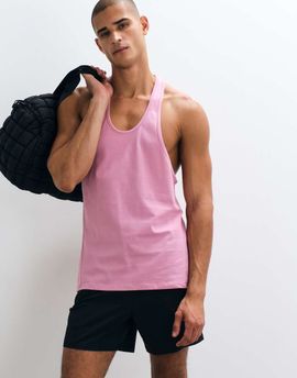 4505 4505 Icon cotton drop armhole stringer tank top with quick dry finish in pink wash