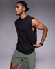 4505 4505 Icon cotton oversized pump training tank top with quick dry finish in washed brown-Black - 1