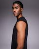 4505 4505 Icon cotton oversized pump training tank top with quick dry finish in washed brown-Black - 3