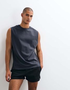 4505 4505 Icon cotton oversized pump training tank with quick dry finish in charcoal-Gray