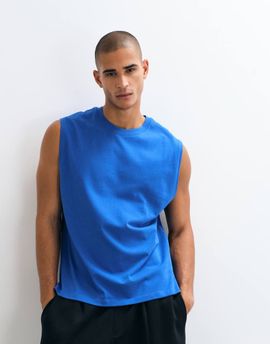 4505 4505 Icon cotton oversized pump training tank with quick dry finish in royal blue