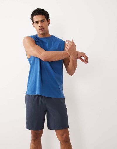 4505 4505 Icon cotton oversized pump training tank with quick dry finish in washed blue
