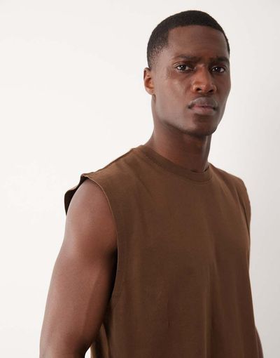 4505 4505 Icon cotton oversized pump training tank with quick dry finish in washed light brown