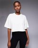 4505 4505 Icon cropped heavyweight cotton T-shirt with back print in vintage white - 2