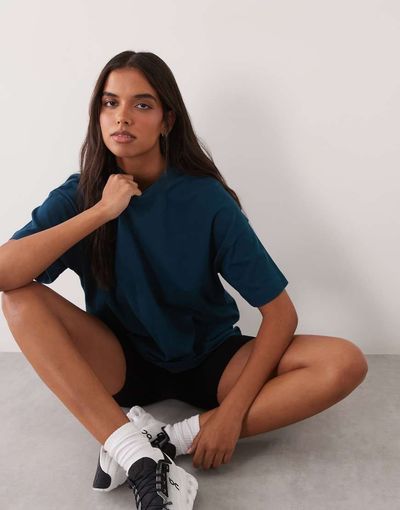 4505 4505 Icon heavyweight cotton oversized t-shirt with quick dry finish in teal blue