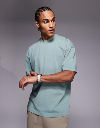 4505 4505 Icon heavyweight cotton oversized t-shirt with quick dry finish in washed jade green