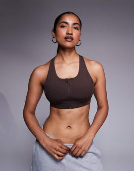 4505 4505 Icon high support active sports bra with removable padding in French roast-Brown