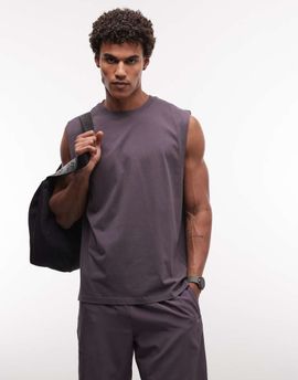 4505 4505 Icon oversized cotton pump training tank top with quick dry finish in storm gray