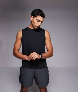 4505 4505 Icon quick dry mesh training tank tops 2 pack in black and khaki green-Multi
