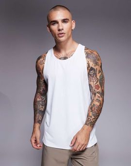 4505 4505 Icon quick dry training tank top with racer back in white