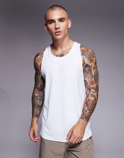 4505 4505 Icon quick dry training tank top with racer back in white