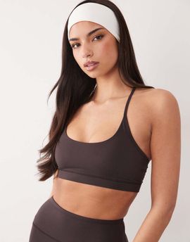 4505 4505 Icon soft touch light support sports bra with adjustable straps in dark chocolate-Brown