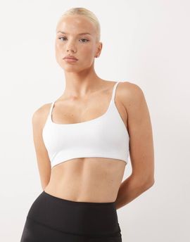 4505 4505 Icon soft touch scoop neck light support sports bra with adjustable straps in white