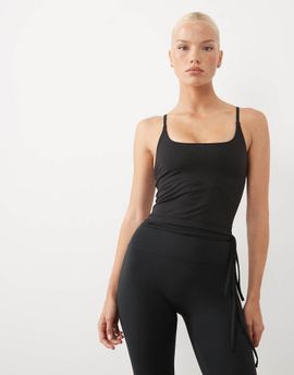 4505 4505 Icon soft touch scoop neck yoga cami with inner bra and adjustable straps in black