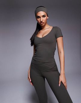 4505 4505 Icon soft touch v neck performance baby t-shirt in dark olive-Green